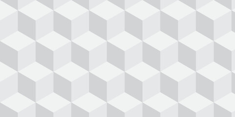 Obraz premium Minimal abstract white and gray background cubes vector art. Geometric tiles and mosaic creative stylish seamless pattern block cube background. minimal hexagon Cubes mosaic shape vector design 