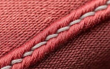 Red Fabric with White Stitching Detail