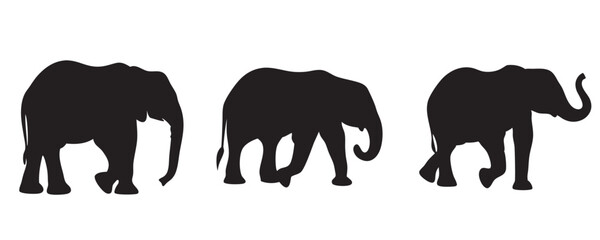 elephant collection, set of elephant silhouette vector illustration on a white background