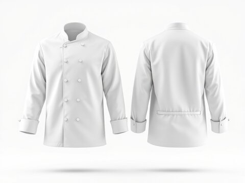 Blank white chef jacket mockup set, front view