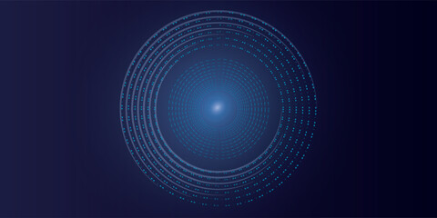 Dark blue abstract vector background with bright and elegant glowing circle lines, 3D cover of business presentation banner or night party.