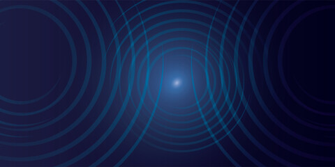 Fototapeta premium Dark blue abstract vector background with bright and elegant glowing circle lines, 3D cover of business presentation banner or night party.