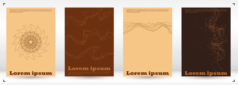 Set of Minimal Vector Brochure Design with Circles and Wave Lines. Modern Background with Geometry Lines. Good for Business Identity or Music Fest Poster. Bauhaus Style.