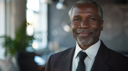 business businessman office mature middle aged meeting man portrait corporate manager smiling black businessperson