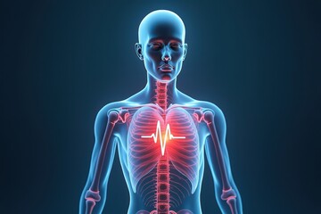 Human anatomy visualization with glowing heart