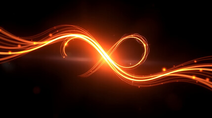 Company mission abstract: A glowing infinity symbol intertwined with light trails, representing a company's limitless potential and enduring vision.