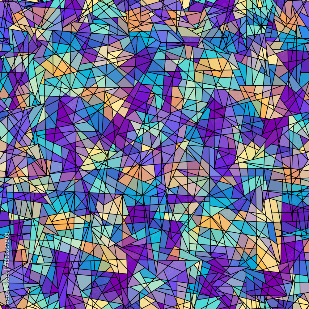 Poster bright abstract mosaic seamless pattern. vector background. endless texture. ceramic tile fragments.