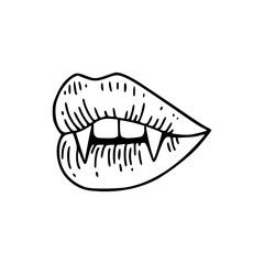 simple vampire mouth outline graphic