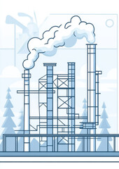 Industrial plant emission control urban environment infographic modern industry aerial viewpoint environmental awareness