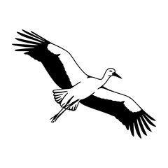 Naklejka premium simple stork in flight outline graphic