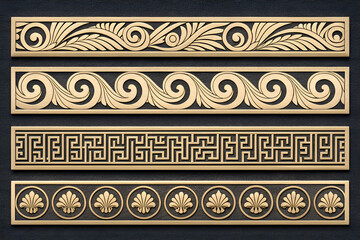 set of decorative borders amazing pattern gold luxury style 