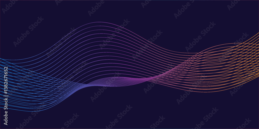 Aufkleber abstract glowing wave lines on purple background. dynamic wave pattern. modern flowing wavy lines. f
