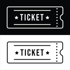 Ticket icon vector. An image of a ticket on a black and white background.Line raffle ticket symbol. Trendy flat outline ui sign design. Thin linear graphic pictogram for web site, mobile application. 