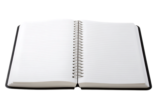 Open spiral bound notebook with lined pages providing ample space for journaling and creative writing projects
