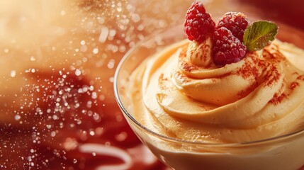 chilled tropical cream with spiced fruit

