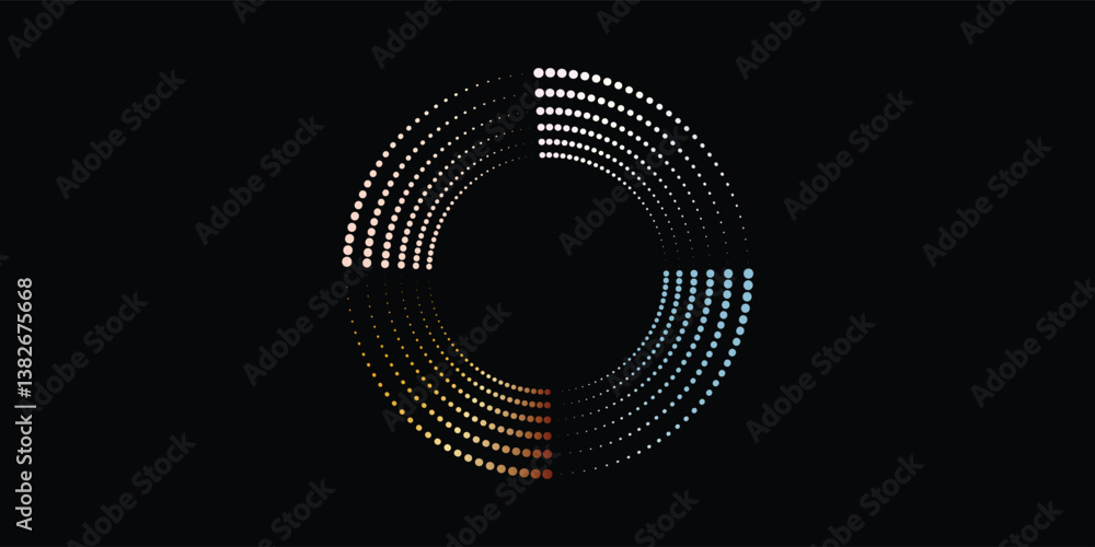 Poster halftone dots in circle form. round logo . vector dotted frame . design element
