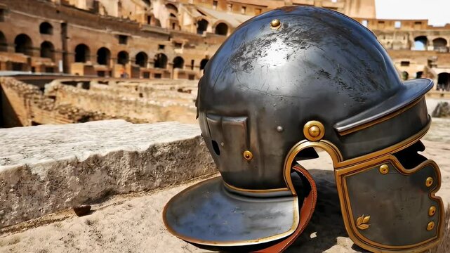 Roman Gladiator Helmet in Colosseum