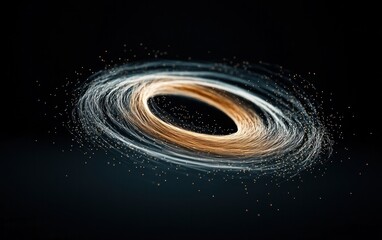 Abstract Cosmic Swirl of Gold and White Particles