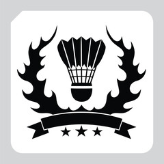 badminton Royal shield emblem with crown and wings in vintage heraldic design