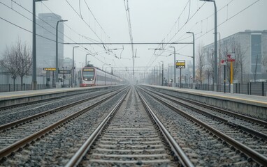 Misty Urban Train Station