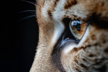 close up of a panther's eyes on the dark background