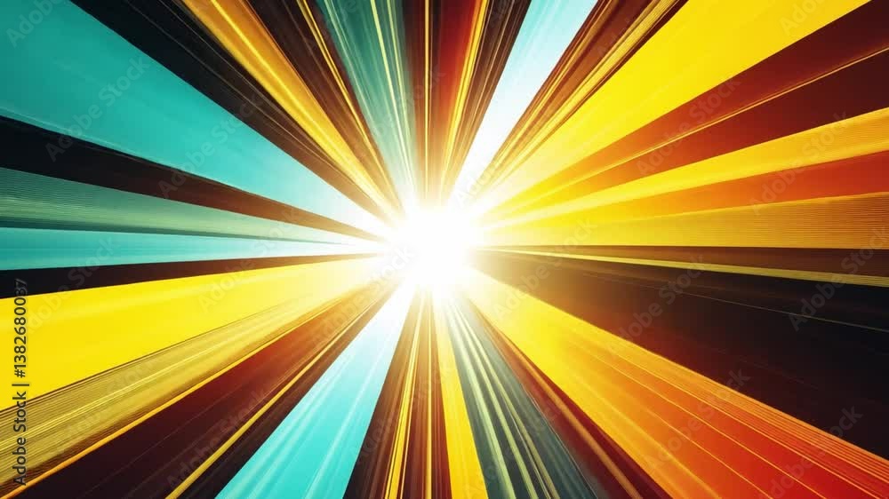 Aufkleber vivid explosion of colorful light rays creating a dynamic abstract background in bright yellow, blue