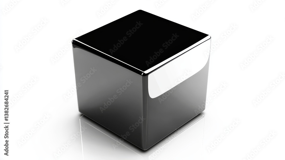 Poster 3d glass cube box vector isolated on transparent background. crear black and white realistic geometr