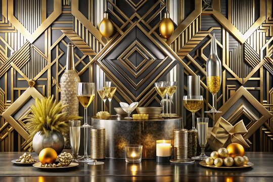 Glamorous Gatsby New Year's Eve Party: Metallic Decor & Geometric Designs