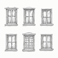 collection of windows vector bundle on white background 