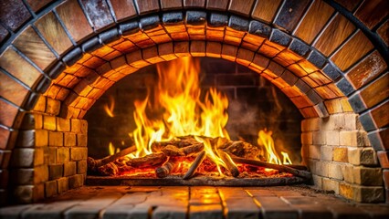 Glowing Embers Inside a Traditional Brick Oven, High-Resolution Stock Photo