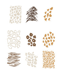 Tiger prints patterns, safari leopard, jaguar skin Set