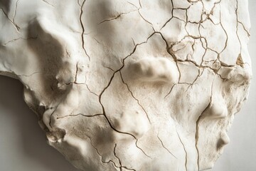 Cracked, off-white textured surface resembling weathered bone or clay.