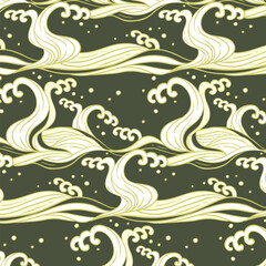 waves pattern. hand drawn waves illustration background.