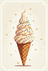 ice cream with cone on white background