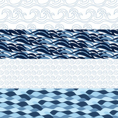 waves pattern. hand drawn waves illustration background.
