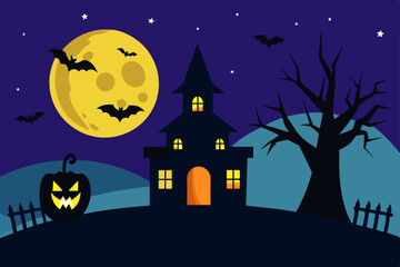 Fototapeta premium halloween background with haunted house