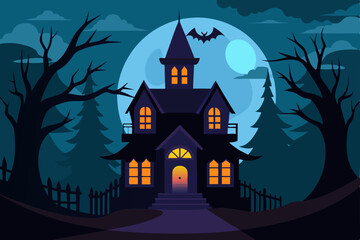 Fototapeta premium halloween background with haunted house