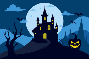 Fototapeta premium halloween background with haunted house