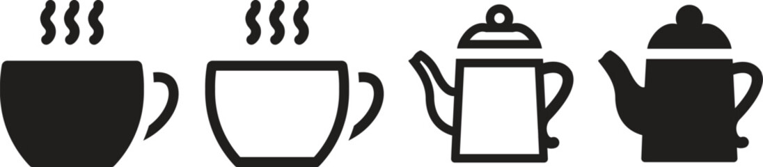 Obraz premium Coffee cup Icon vector, Coffee Line Icon, tea cup icon, teapot icon, Espresso Line icon, Hot Drink Icon Flat Graphic Design, Editable Stroke. Pixel Perfect. For Mobile and Web.
