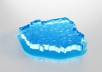 Water Ice Map Of Poland Global Warming Melting Glacier In Deep Ocean Blue Water 3d Illustration