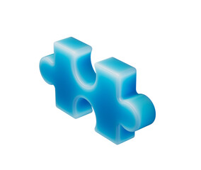 Obraz premium A smooth, glowing blue puzzle piece with a soft, futuristic and elegant appearance. 3d illustration