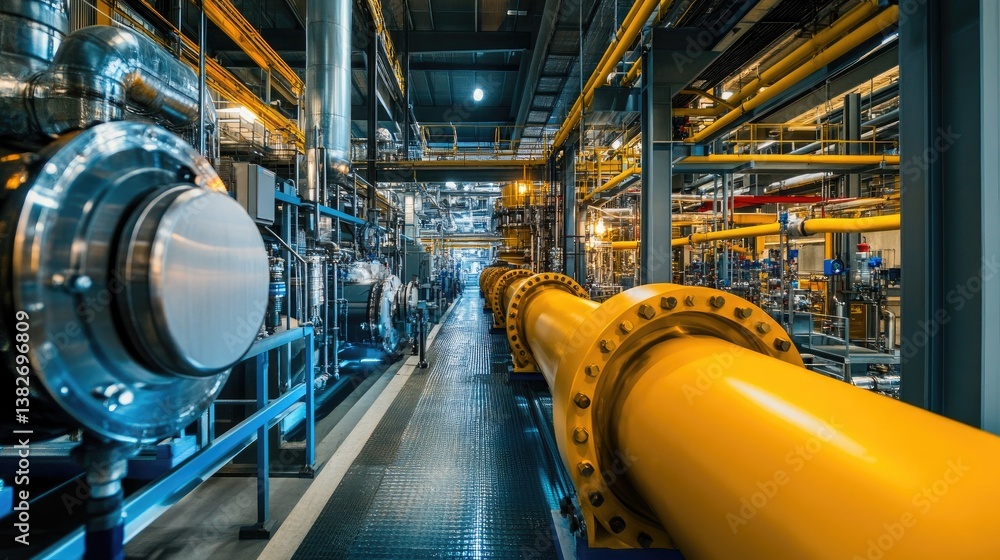 Poster industrial pipes transporting co2 for underground storage as part of a carbon sequestration process,