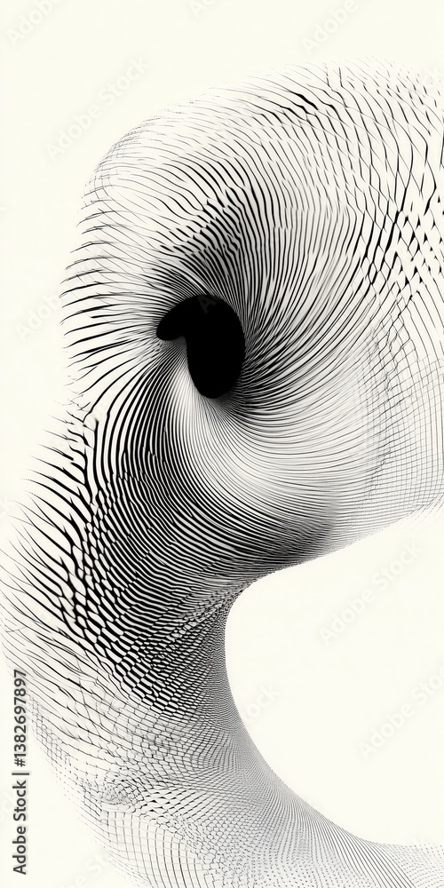Poster abstract flowing lines create a dynamic and mesmerizing visual effect with a gradient of black and w