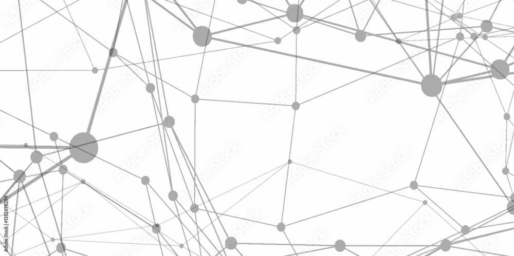 Aufkleber black and white network of interconnected dots forming a complex pattern, abstract plexus white geom
