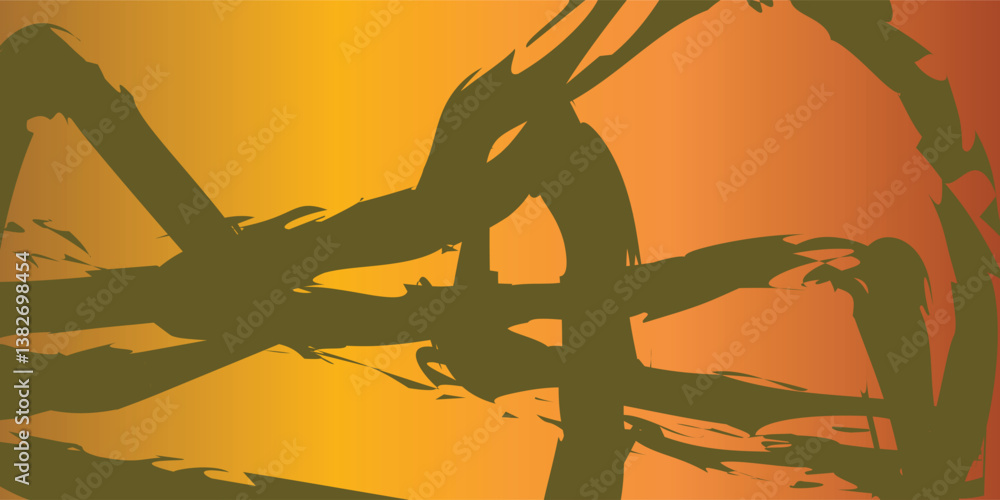 Poster orange background abstract with gradient in empty room studio, yellow empty room studio gradient use