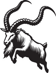 Obraz premium Markhor vector in black and white