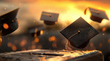 Celebrating achievement graduation ceremony university campus event photography evening glow close-up milestone moments