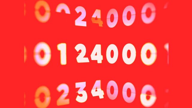 Flipboard Scoreboard Number Animation on Red Background