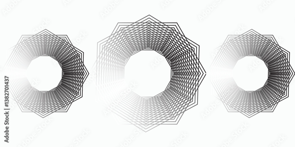 Poster halftone dotted semicircles. set of vector gradient effect spotted overlay abstract round elements