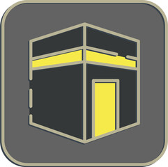 Icon kaaba mecca. Islamic elements of Ramadhan, Eid Al Fitr, Eid Al Adha. Icons in embossed style. Good for prints, posters, logo, decoration, greeting card, etc.